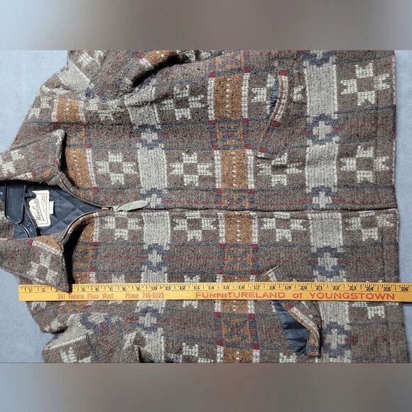 Woolrich Coat Brown Zip Wool western Aztec wool blend jacket womens medium - Picture 9 of 10